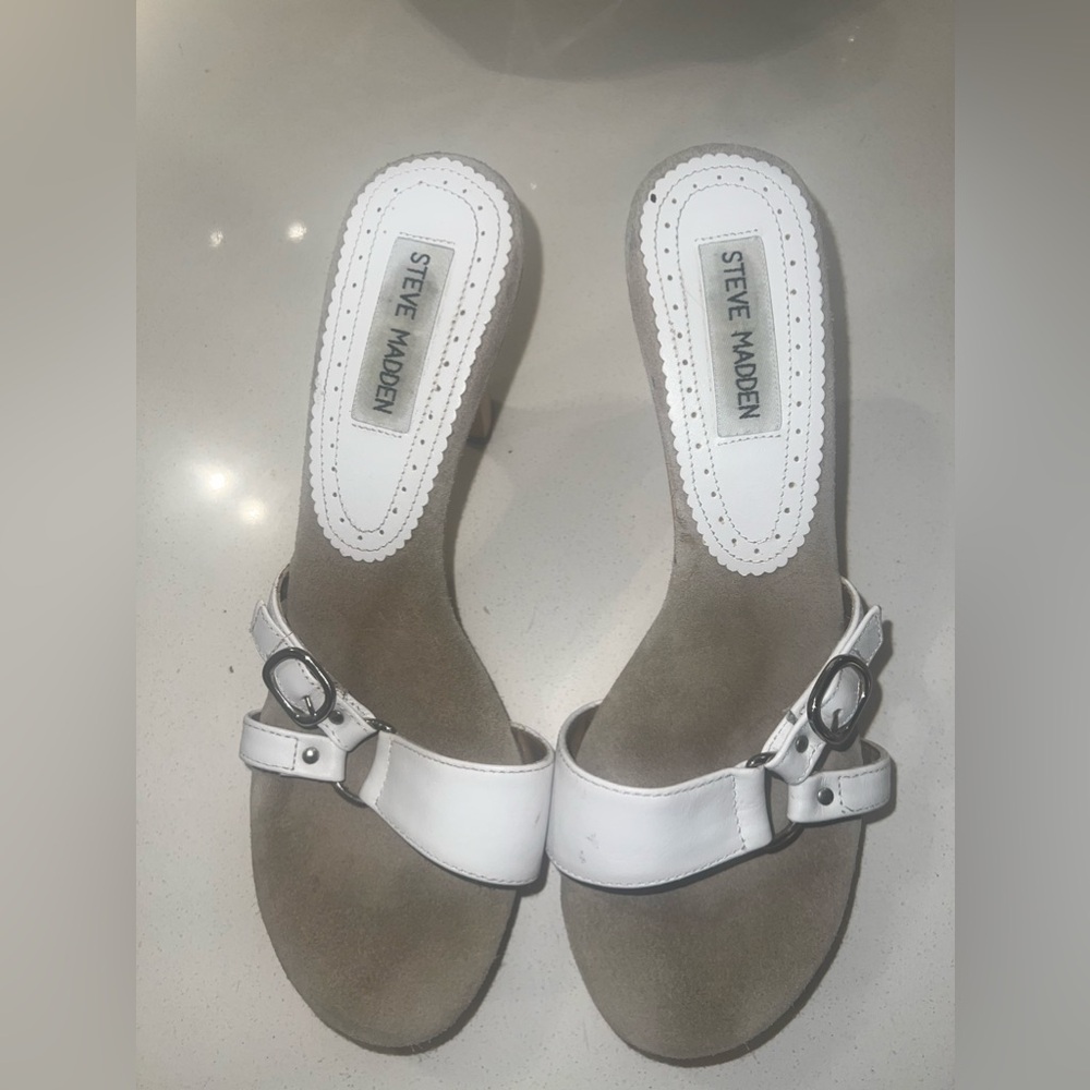 Steven Madden LOCKET High heels sandals Slipons white Leather
